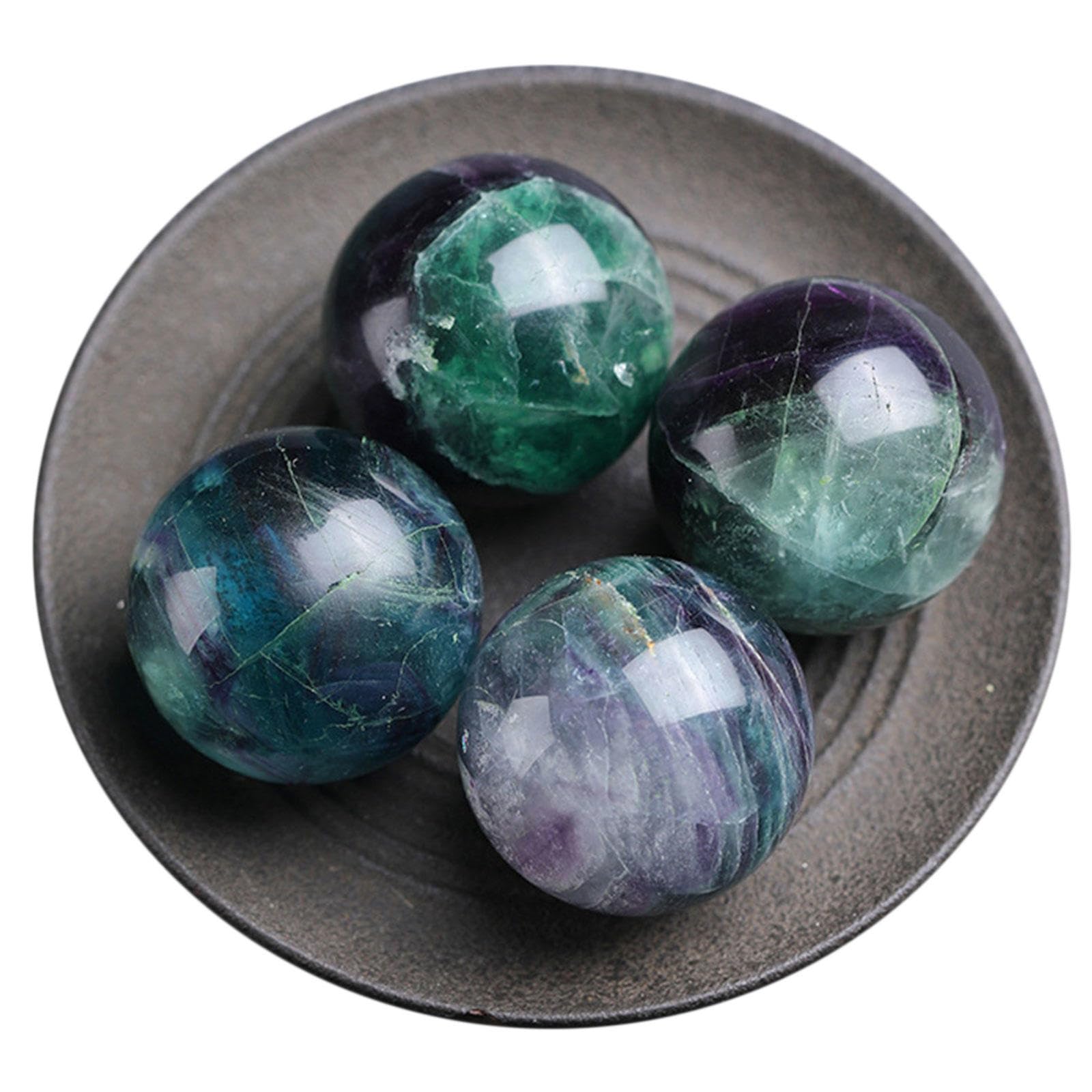 AIQFTGSNS 7 Pcs Fluorite Crystal Sphere Ball Set Gemstone Divination Sculpture Figurine for Decoration Fengshui,35mm