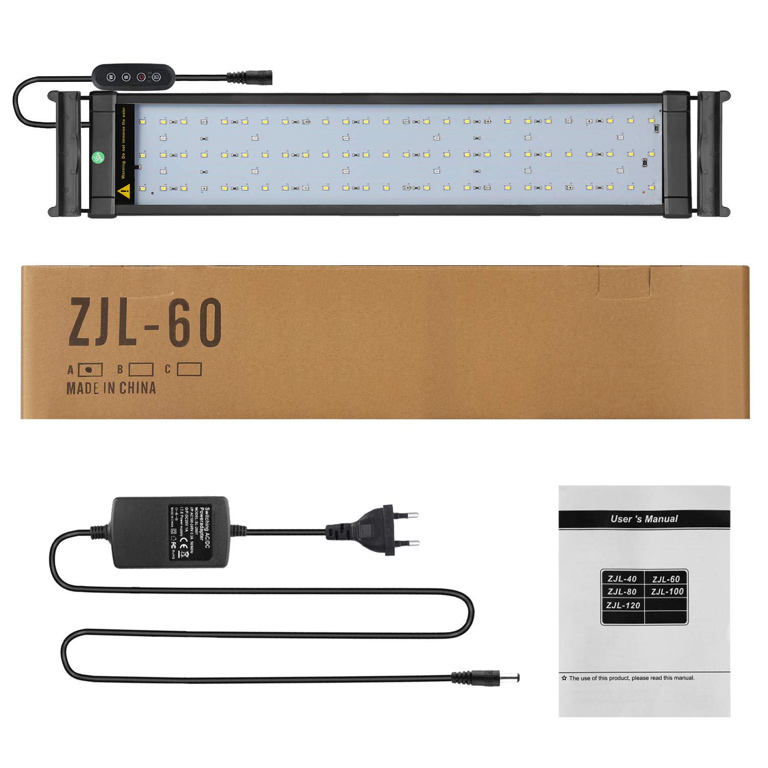 Plant Aquarium LED Beleuchtung voll Spectrum mit verstellbarer Halterung, Timer, dimmbare Aquariumbeleuchtung für Wasserpflanzen und Süßwasser 16W 3 Mode Weiß Blau Rot Grün 50-70CM