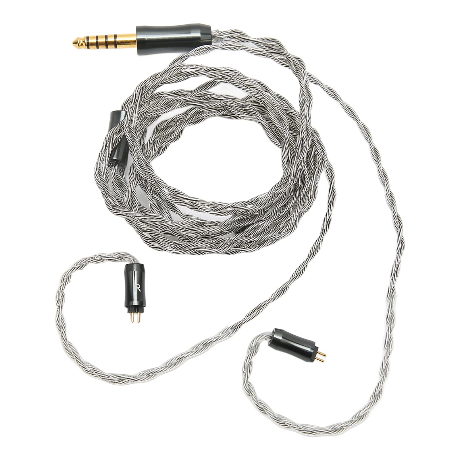 Cavo di ricambio per cuffie in rame placcato argento per un'eccellente qualità del suono, design a 4 fili, connettore da 4,0 mm, lunghezza 1,2 m