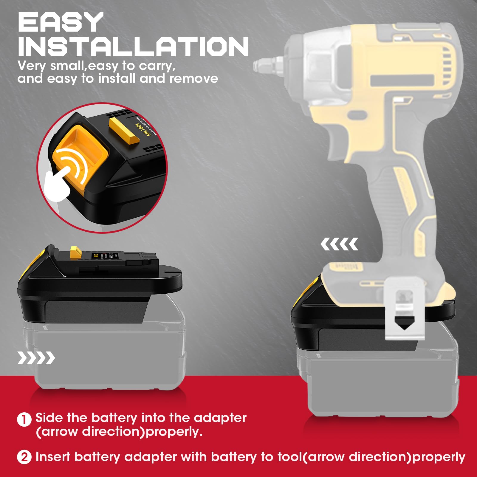 MIL18DL - Convertidor adaptador para batería Milwaukee a De Walt, para batería de litio Milwaukee M18 de 18 V convierte a batería de litio De Walt de 20 V, alimentación para herramientas inalámbricas