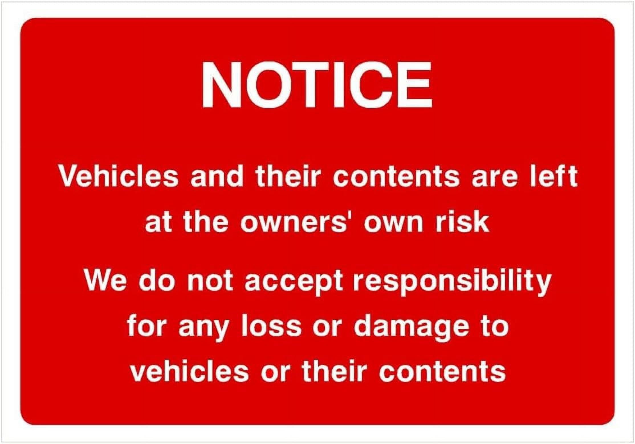 (2-Pack) Metal Tin Sign Parking Disclaimer Sign - 12x8 Inch - Caution Safety Warning Security Indoor & Outdoor Home Office Work