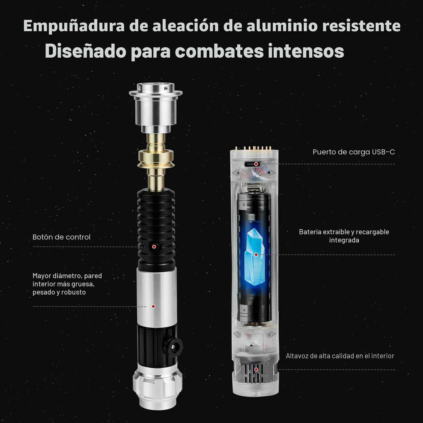 AthlChamp Sablede píxeles Mejorado con Control por aplicación para Adultos, empuñadura de Metal Pesado y Hoja Gruesa, 34 Efectos de Sonido y Cambio de Color Infinito (Pixel-164)