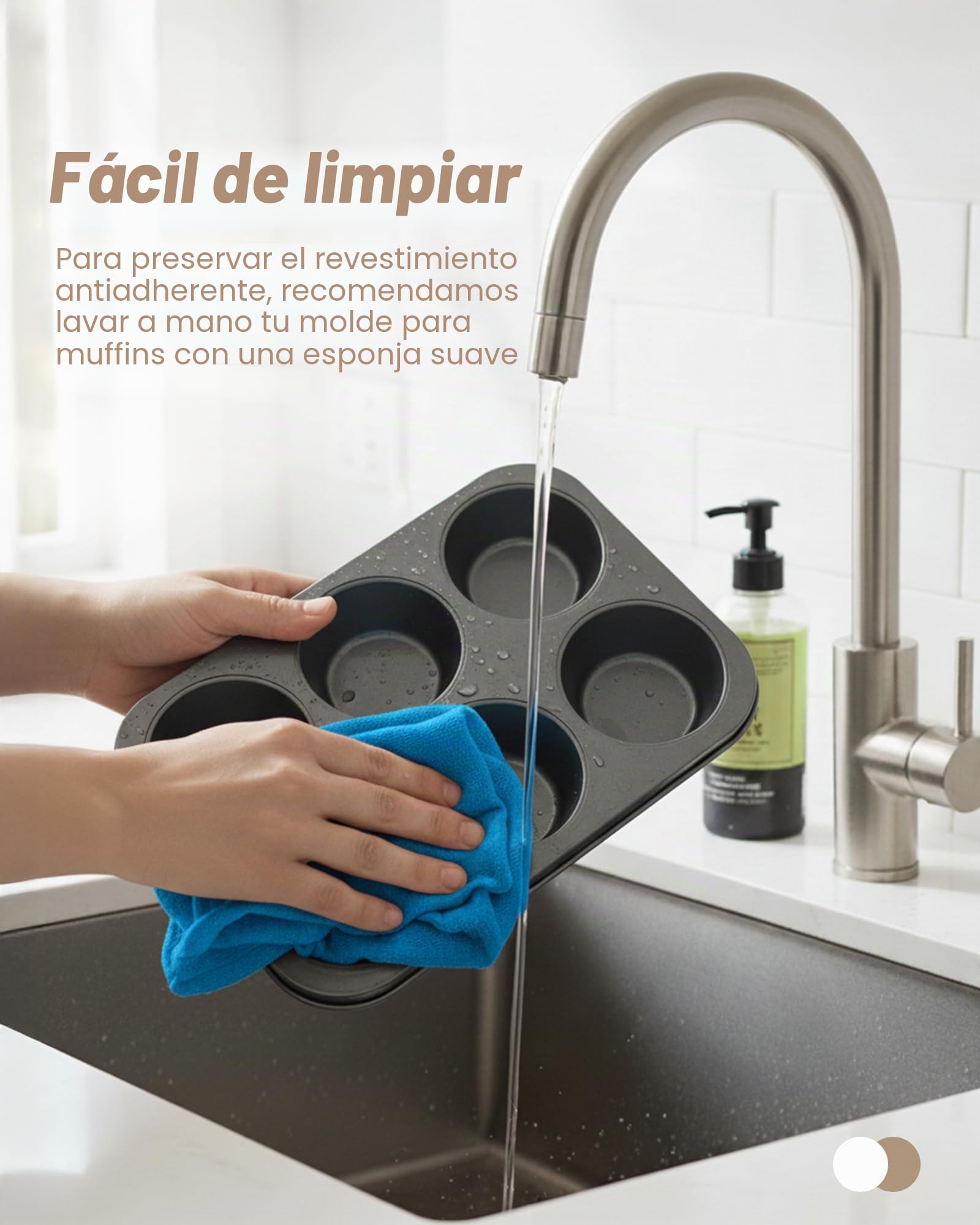 Bake Choice 2 Piezas Jumbo Molde para Magdalenas 6 Tazas,Incluye 50 Piezas Jumbo Moldes Magdalenas Papel,acero al Carbono Antiadherente,para Fiestas & Hogar & Hornear