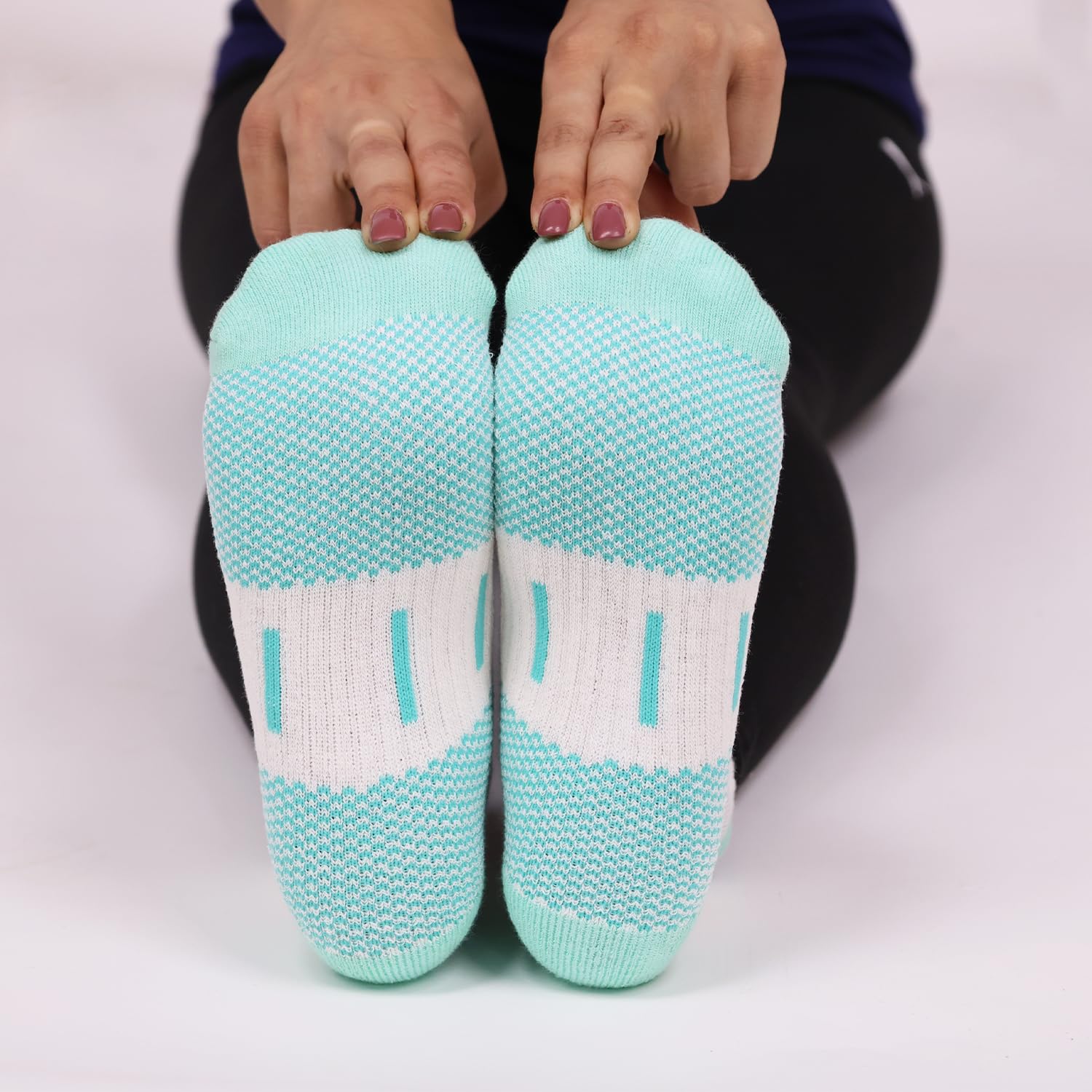 FOOTPRINTS Bamboo Unisex Sports Socks for Kids | Ankle Length | Anti Odour & Breathable | Cushioned Base & Anti-Bacterial | Purple,White &Pink | 9-12 Year | Pack of 3 - Image 3 thumbnail