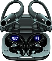 GOLREX T59 ANC Wireless Earbuds: 80H Playtime, Over-Ear Hooks, Hi-Res Sound for Sports & Gym Workouts - Black