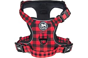 PoyPet Christmas Style No Pull Dog Harness with Reflective Plaid