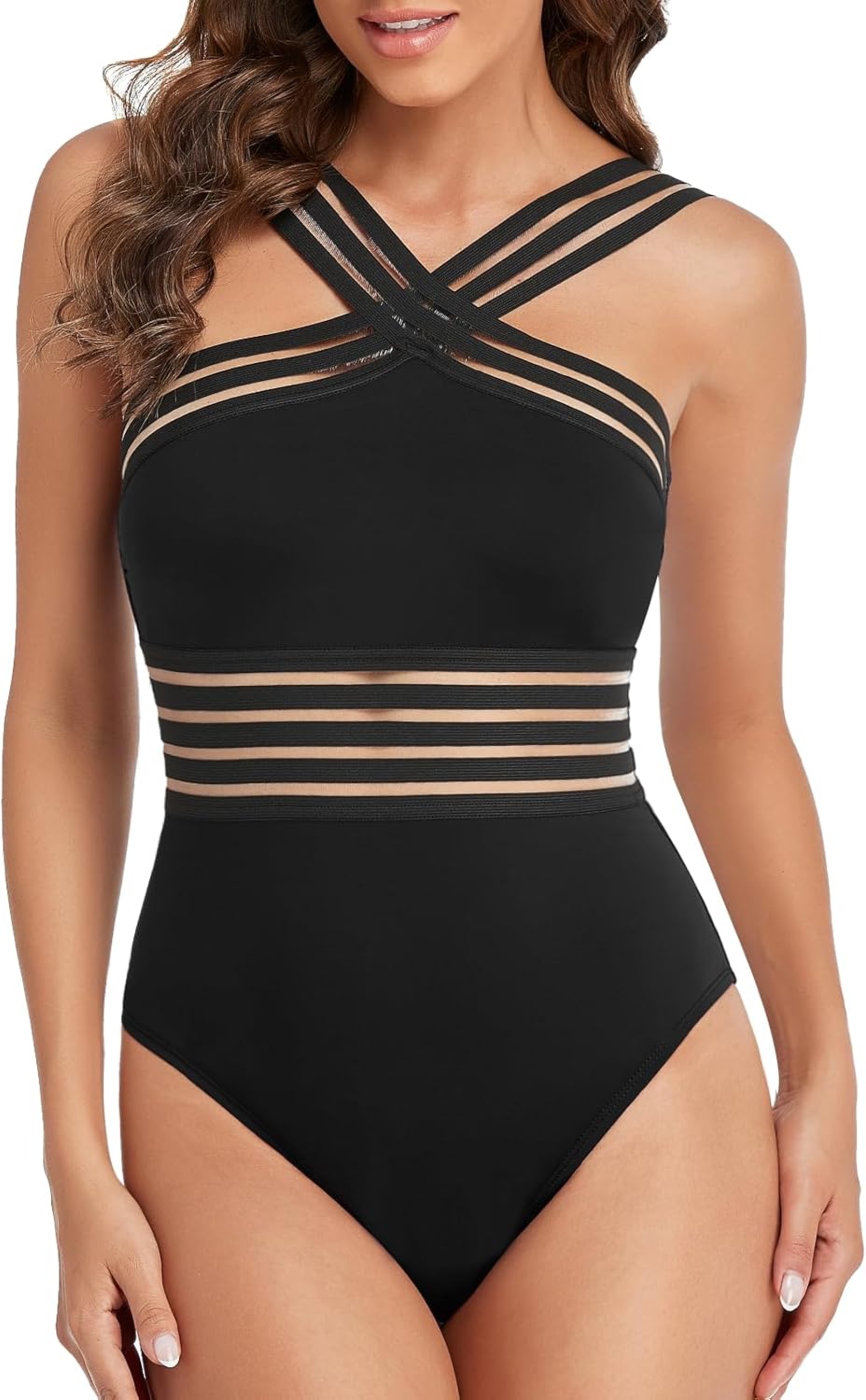 Hilor Women's Tummy Control Swimsuits Slimming One Piece Bathing Suits Front Crossover Swimwear - Image 7