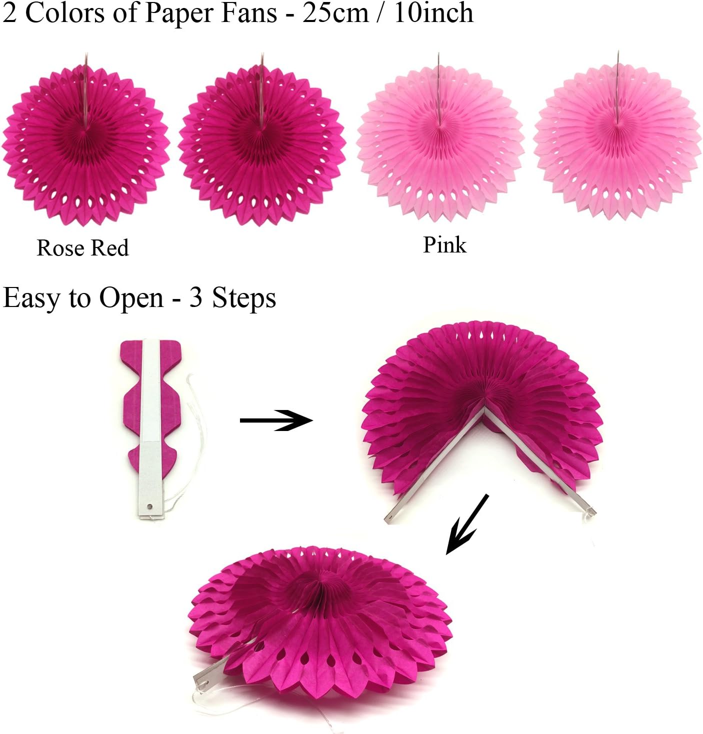 Pink Party Decorations - Happy Birthday Banner, Curtains, Paper Pompoms, Fans, Garland, Confetti Balloons - Image 3