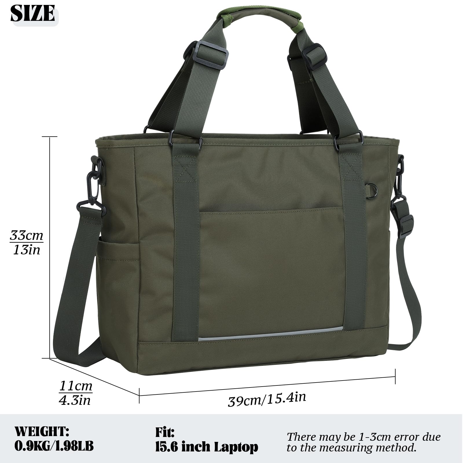 mygreen Large Laptop Tote Bag for Women Teacher Tote Bag for Work Army Green