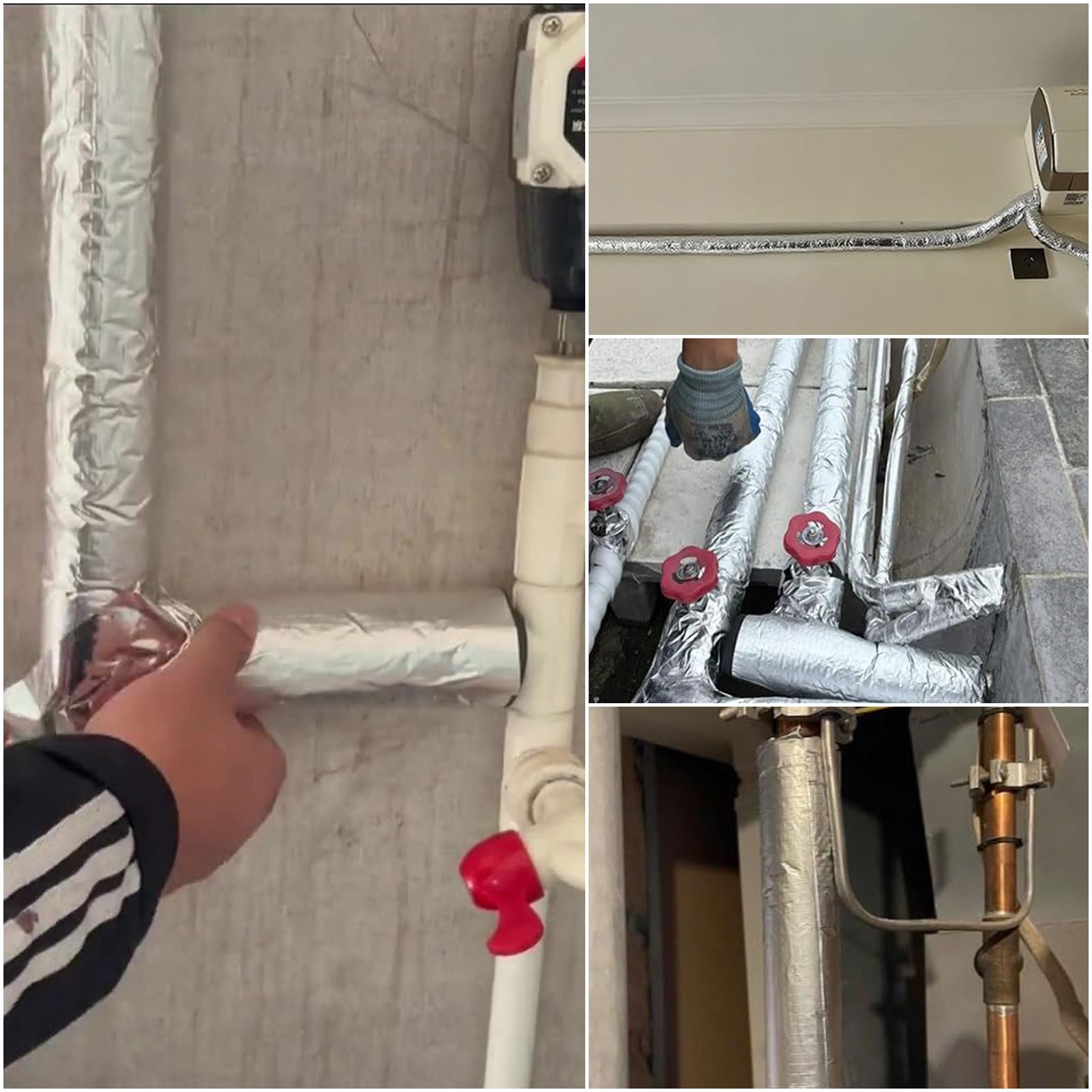 Tubo de Espuma Fundas Térmico para Tuberías Exteriores Coquilla Aislante De Papel De Aluminio Autoadhesivo de Aislamiento para Tubos De Agua Y Calefacción (ID) 27mm x (T) 30mm x (L) 0.95m
