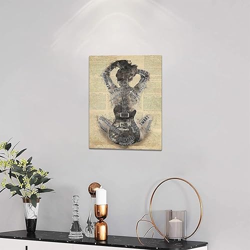 Miniatura 3 de Arte de pared de guitarra, notas musicales, imágenes, decoración de pared, guitarra, música, niña, amante, citas inspiradoras, impresiones de