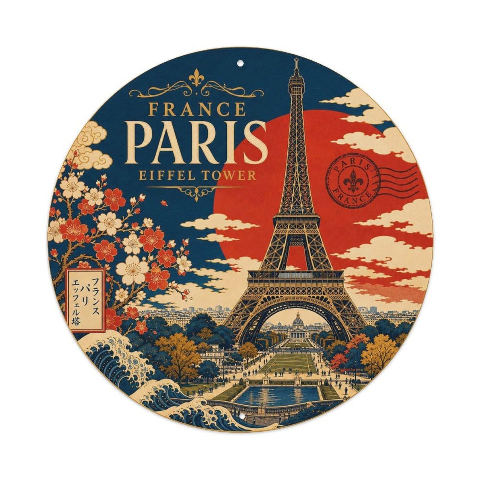 Paris Eiffel Tower French Vintage City Landmark Metal Tin Sign