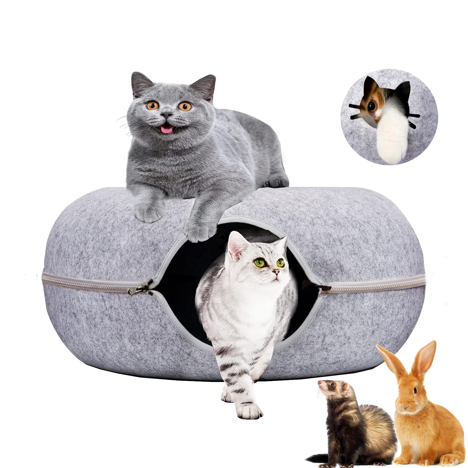 Casetta Per Gatti Whiwhi 40x40x35 Cm - Grotta Con Cuscino Lavabile, Letto Igloo Per Interni - Foto 6