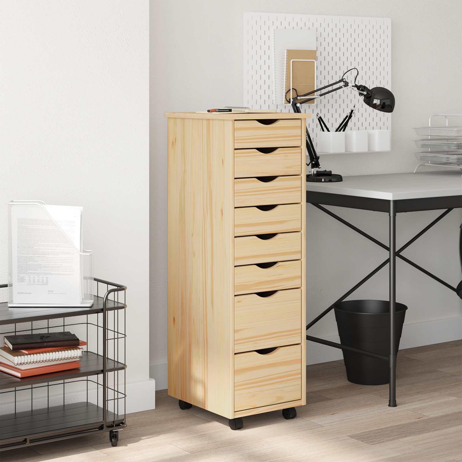 vidaXL Rollcontainer mit Schubladen Moss 34 x 39 x 103 cm Klarlack