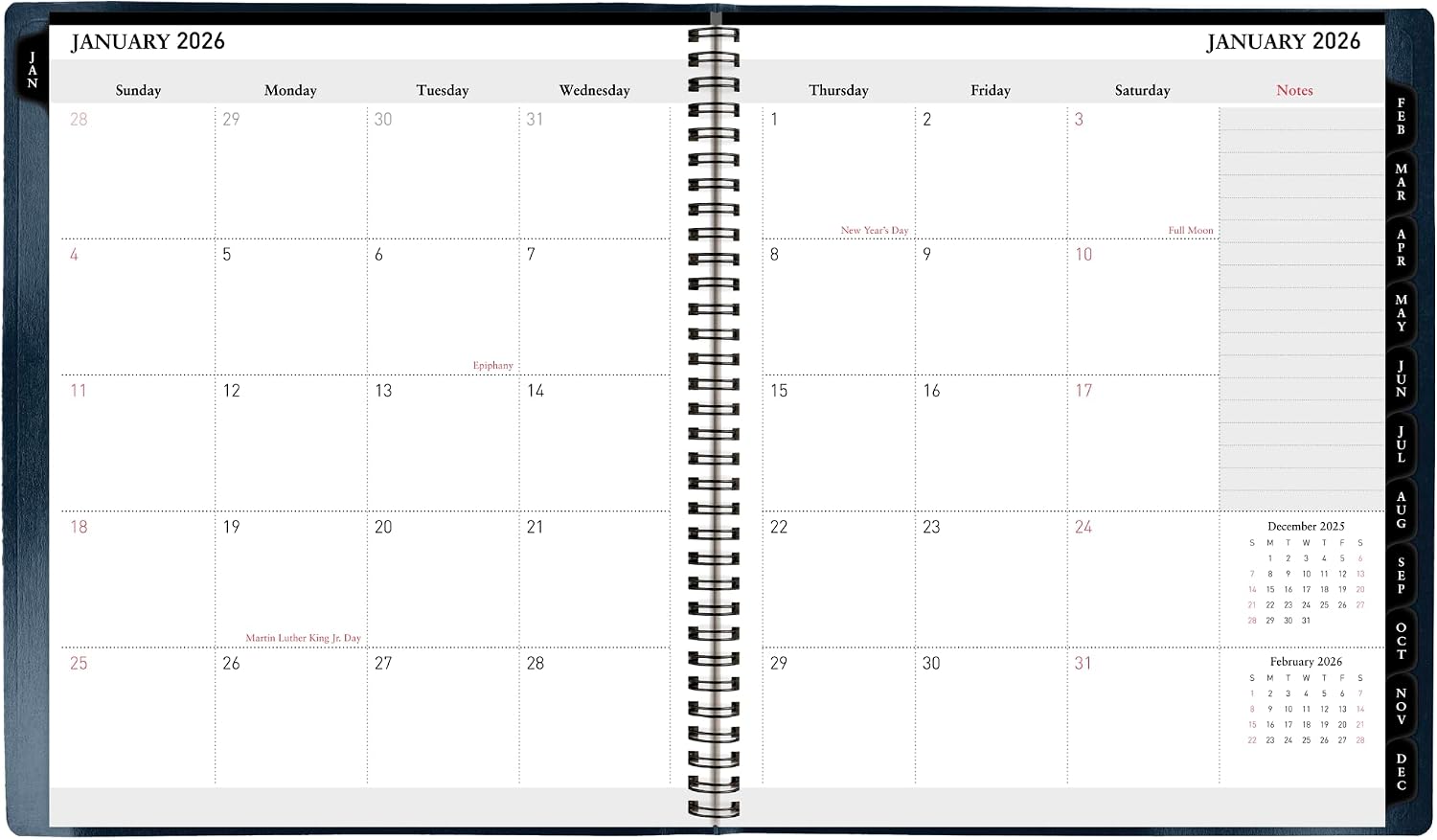 Office Depot Brand Monthly Planner, 9" x 11", Navy, January 2026 to January 2027, OD71071726
