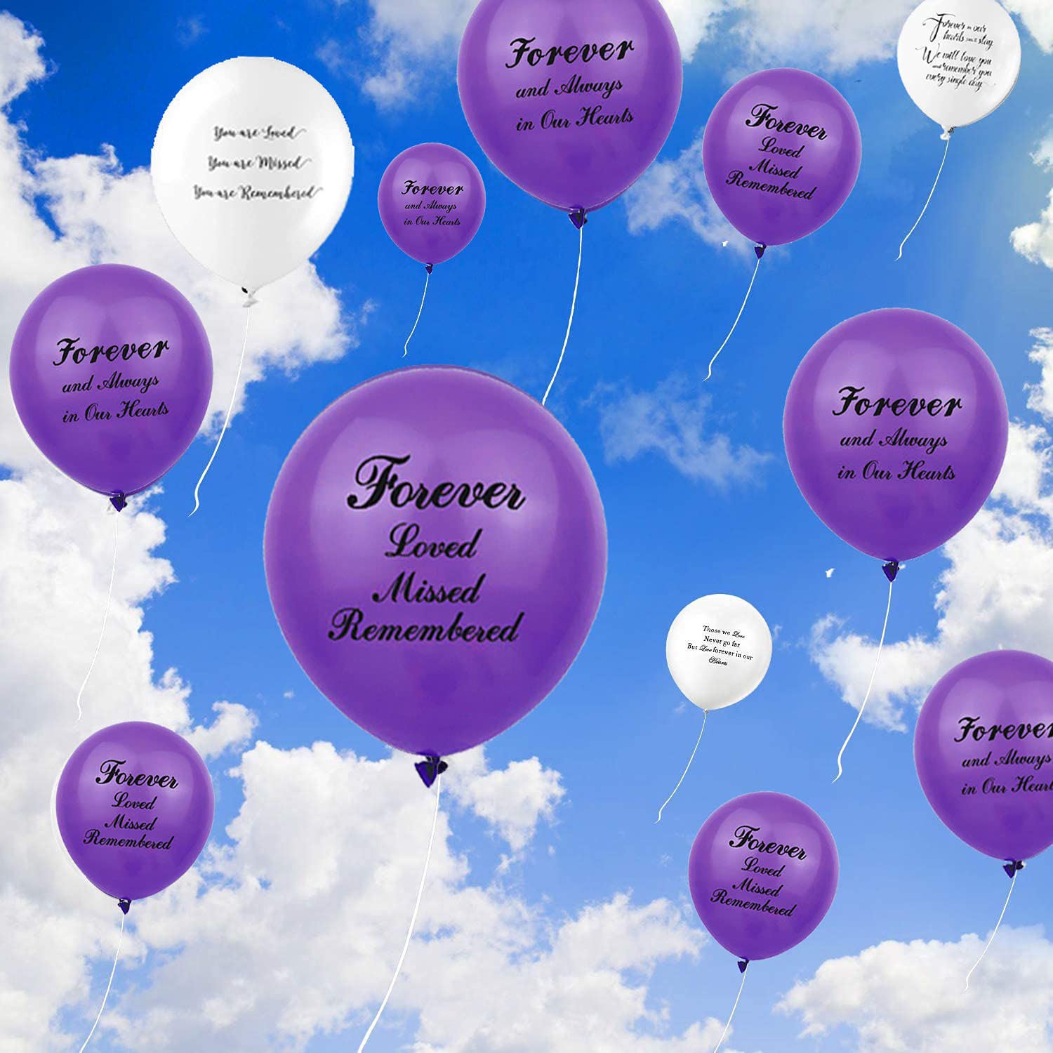20 Pieces Purple Memorial Balloons Funeral Remembrance Balloons and 41.