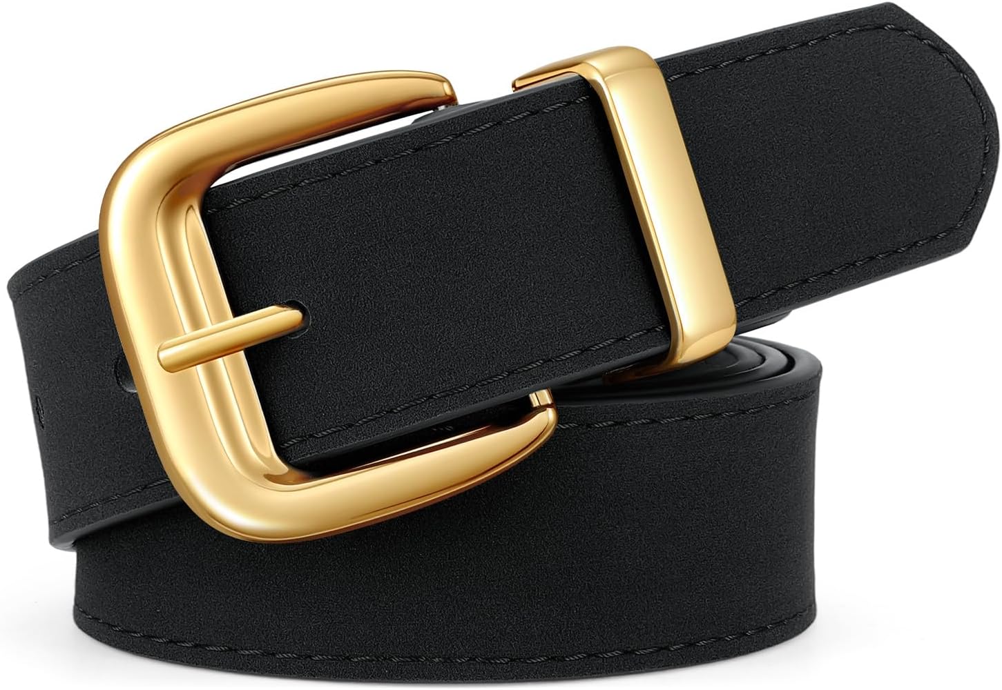 XZQTIVE Women Suede Belt for Jeans Dresses Fashion Retro Gold Buckle Ladies Waist Belts