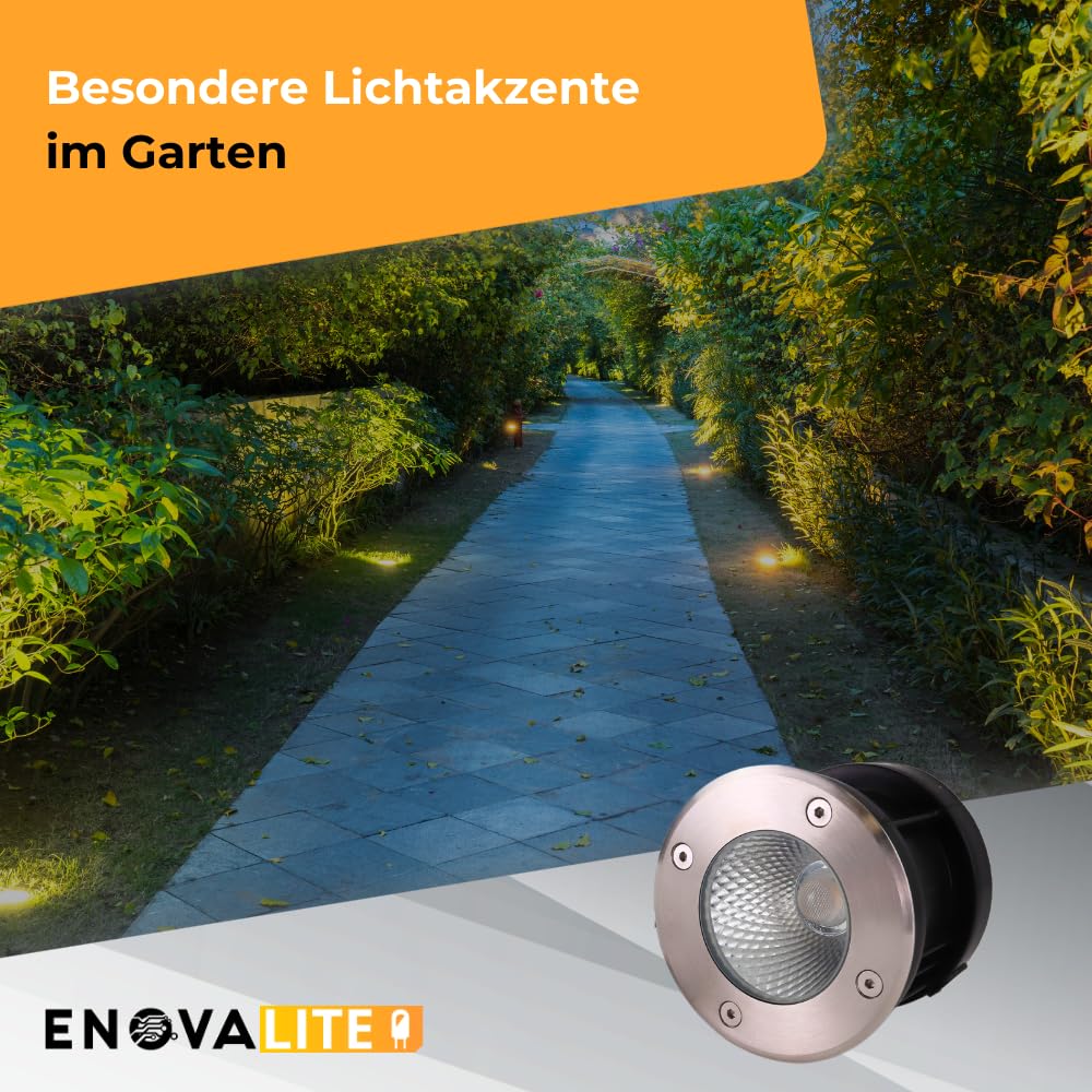 6er Set LED Bodeneinbaustrahler 7W 490lm 3000K Warmweiß - Ø 100x80mm - IP67 - Edelstahl und Aluminium - befahrbar bis 2t - 230V Bodeneinbauleuchte Außenleuchte Bodenspot