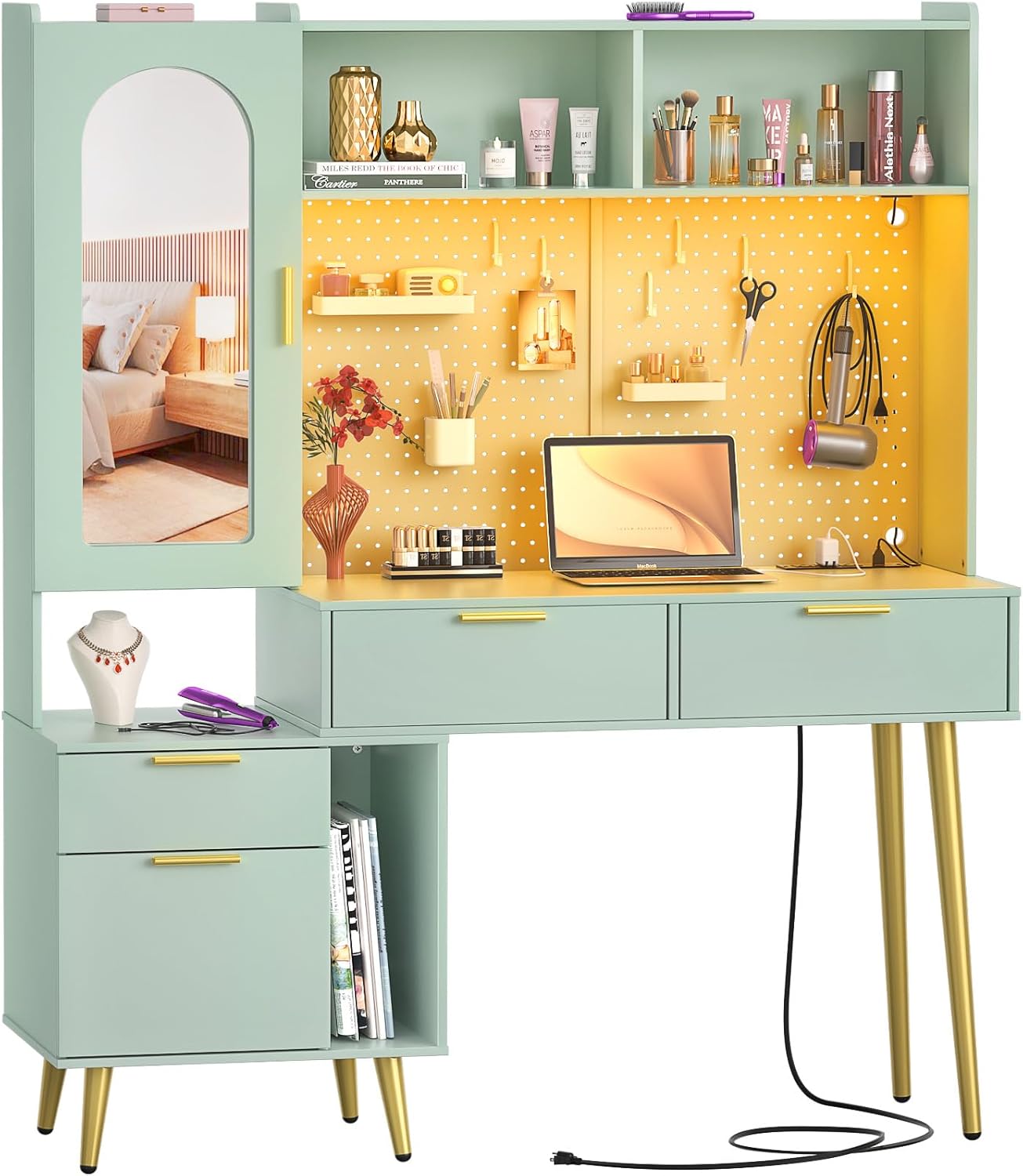 armocity 48'' Makeup Vanity with Hutch, Modern Bedroom