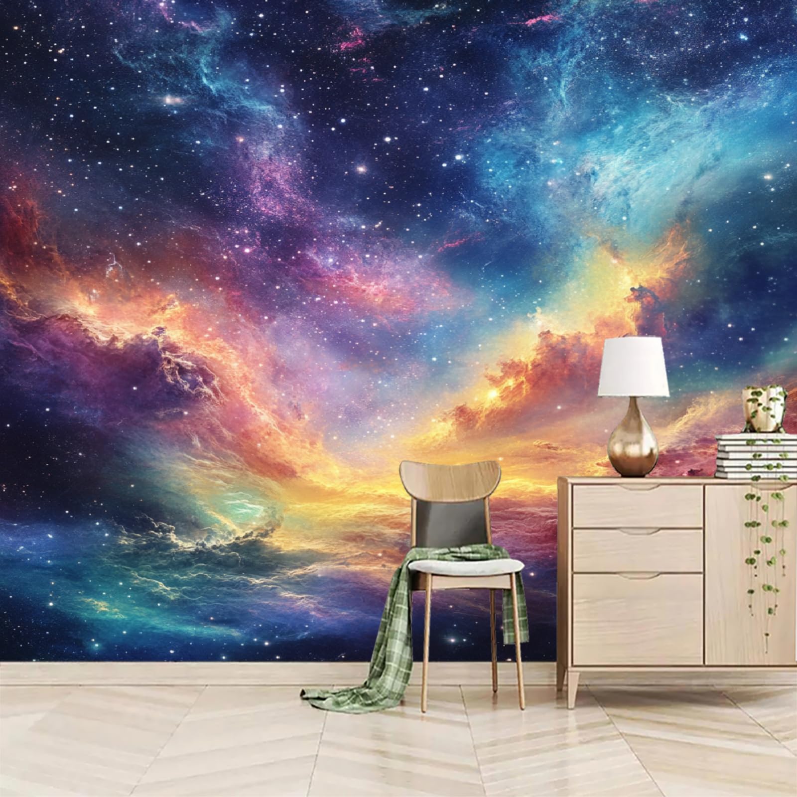 Murale Panoramique Nébuleuse Intissé Wallpaper 350 * 256 cm Geant Mural Art Espace Pour Salon Chambre Décoration Murale