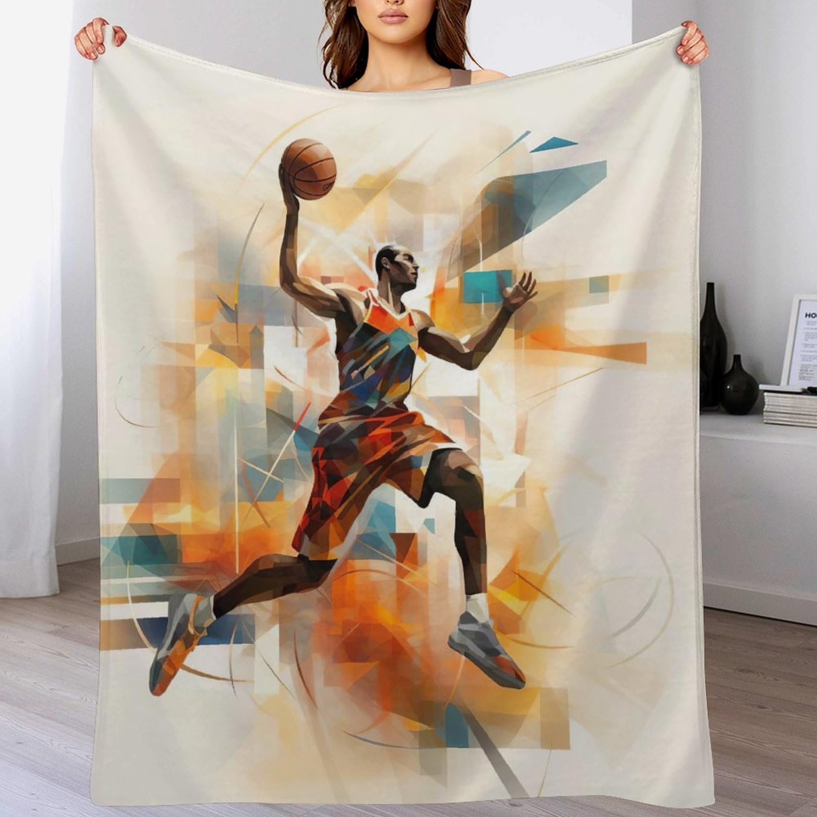 Manta de baloncesto de forro polar suave y calida para cuatro estaciones