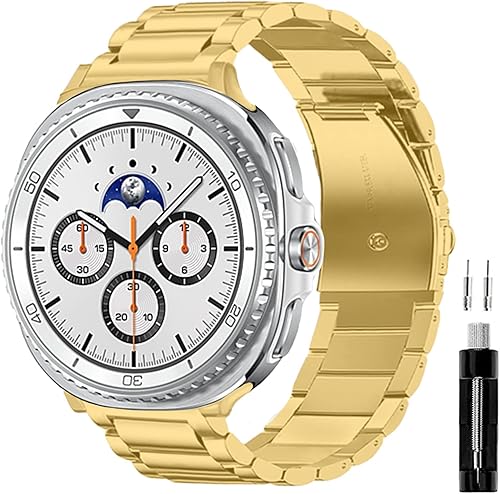 Vista 54 de GOLDTOLUCK Stainless Steel Band Compatible with Samsung Galaxy Watch 8 7 6 5 4 Classic FE Pro 40mm 44mm 46mm 43mm 47mm 45mm 42mm 20mm Men Women Negro