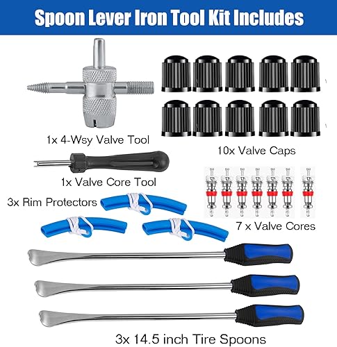 Miniatura 5 de Juego de herramientas de cambio de neumáticos de motocicleta de 14.5 pulgadas, juego de herramientas para cambiar neumáticos, palancas de cuchara de