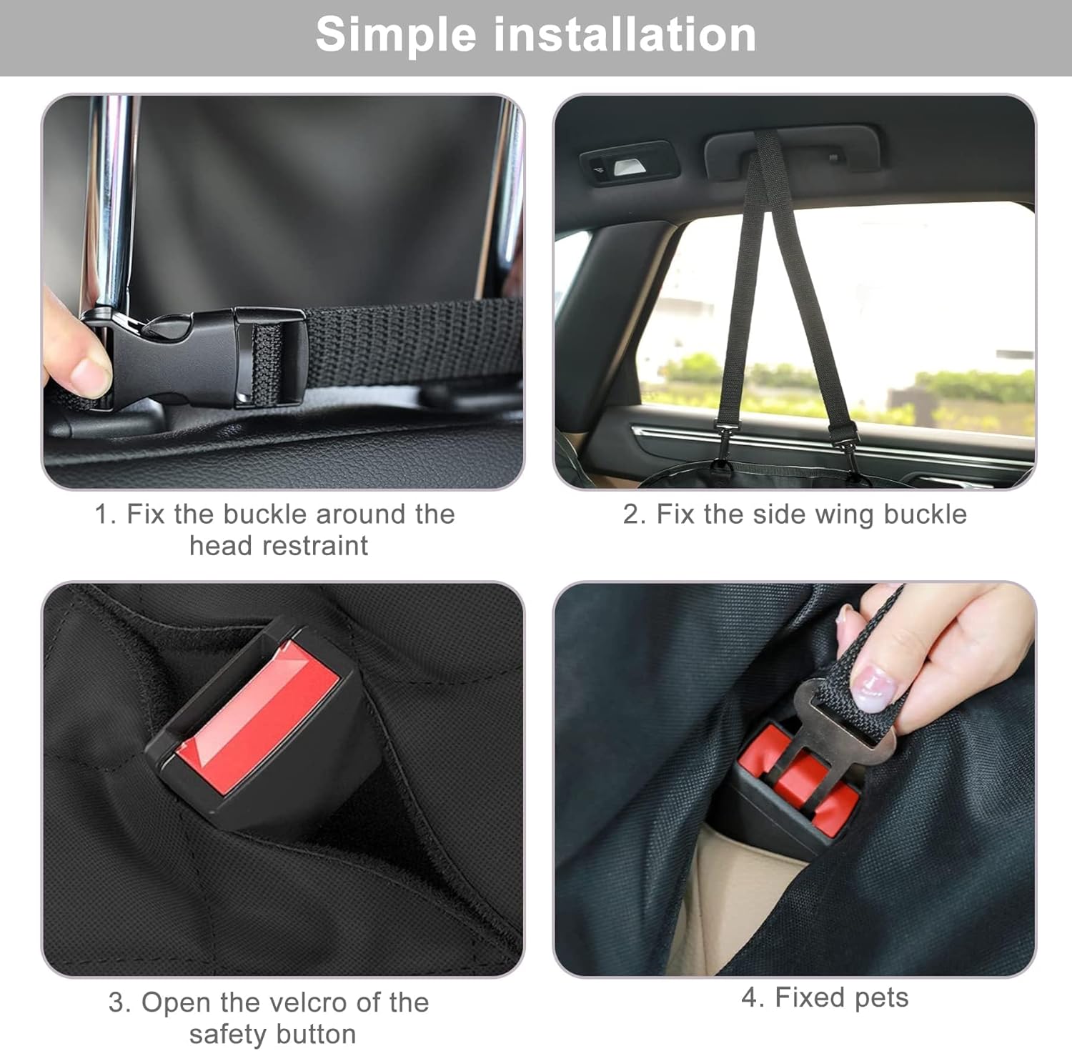 Dog Car Seat Cover for Back Seat with Mesh Window, 600D Heavy Duty Waterproof Hammock, Universal Fit for Cars and SUVs (Standard 56.5"x53")