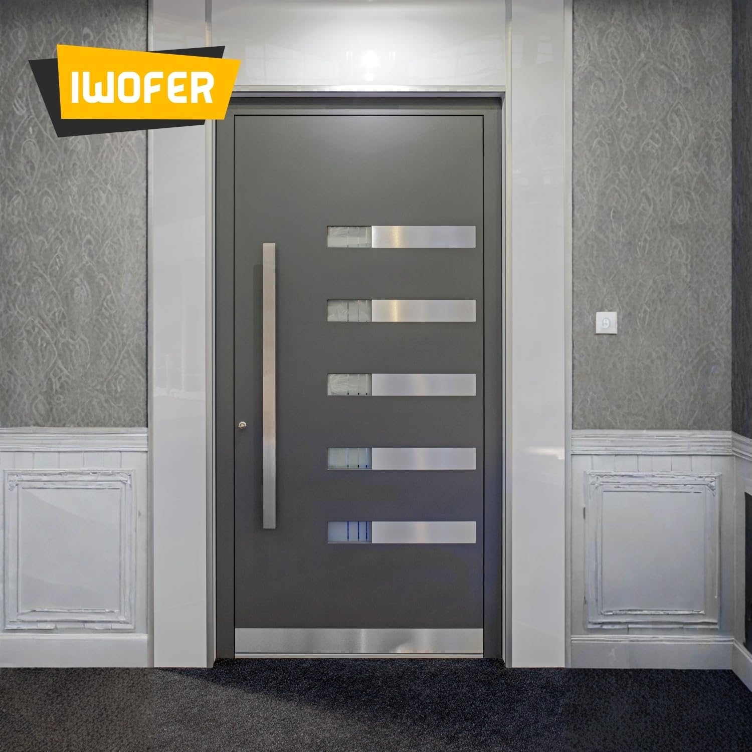 Maniglione piatto dritto in acciaio inox satinato per porte serramenti (Lunghezza 500 - Interasse 300)