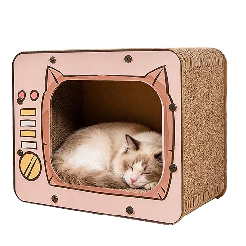 Maison en Carton pour Chat,Lit en Carton Ondulé Forme TV