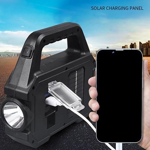 Miniatura 5 de Paquete de 1 linterna solar de alta recargable para exteriores, reflector de luz LED de trabajo para camping, emergencias, cabezales de luz de