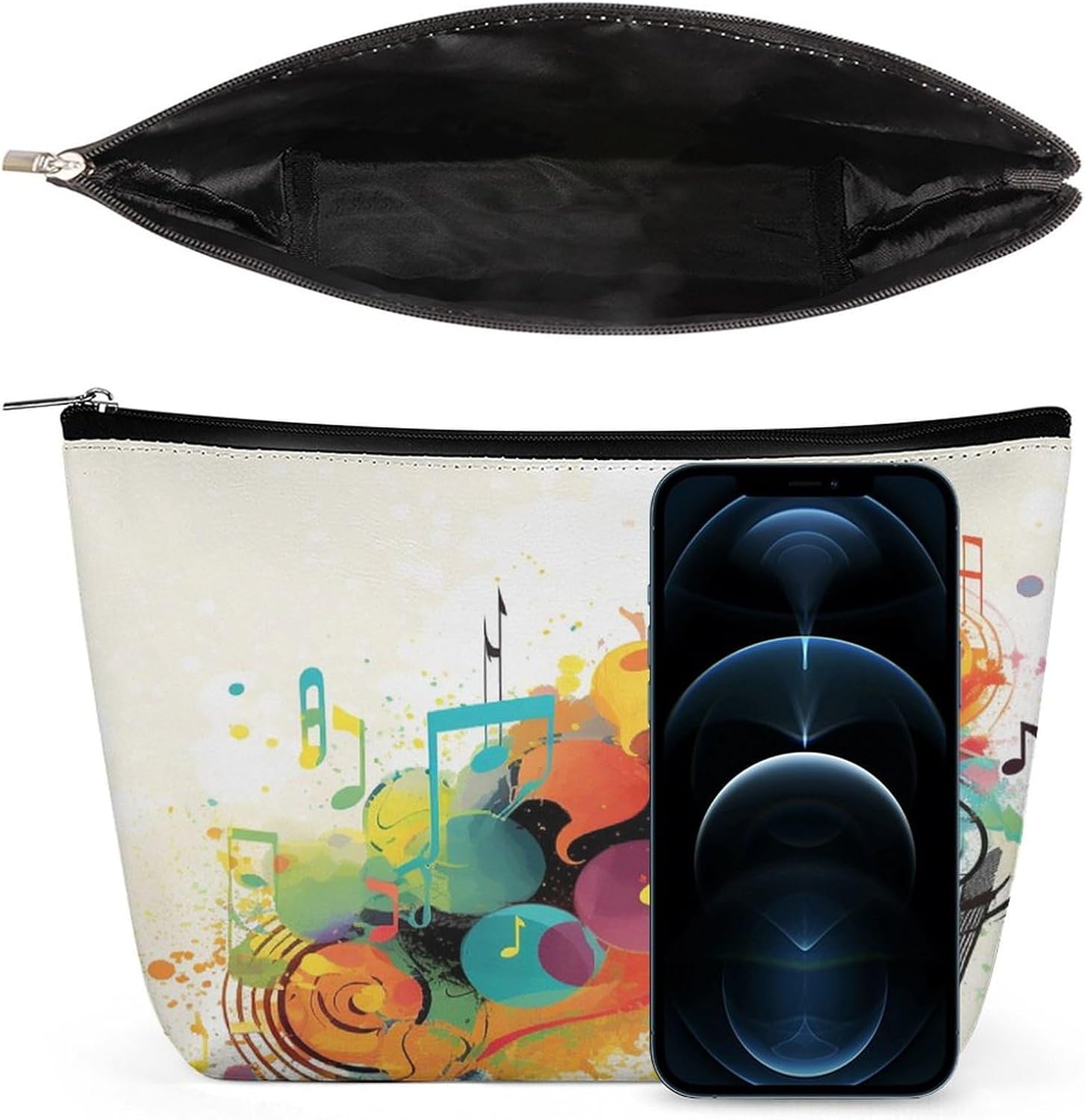 Abstract Music Themed Travel Makeup Bag Large Toiletry Bag for Women Waterproof Cosmetic Bags for Purse Portable Makeup Organizer Bags Cute Zipper Pouch Cosmetic Pouch Funny Travel Makeupbag image 3