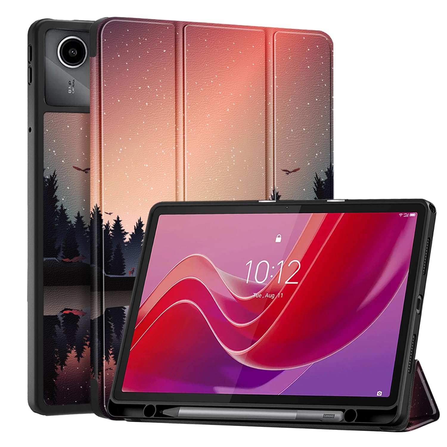 Vakarey Hülle für Lenovo Idea Tab Plus 12.1 Zoll Mit Stifthalter Ultra Dünn Intelligente Schutzhülle,Abenddämmerung