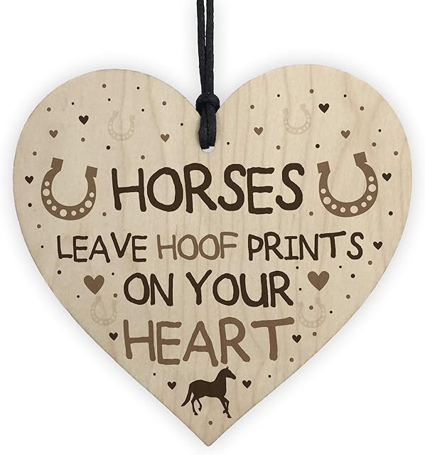 RED OCEAN Cute Horse Lover Gift Wooden Heart Horse Signs And Plaques Horse Signs For Bedroom Horse Gift