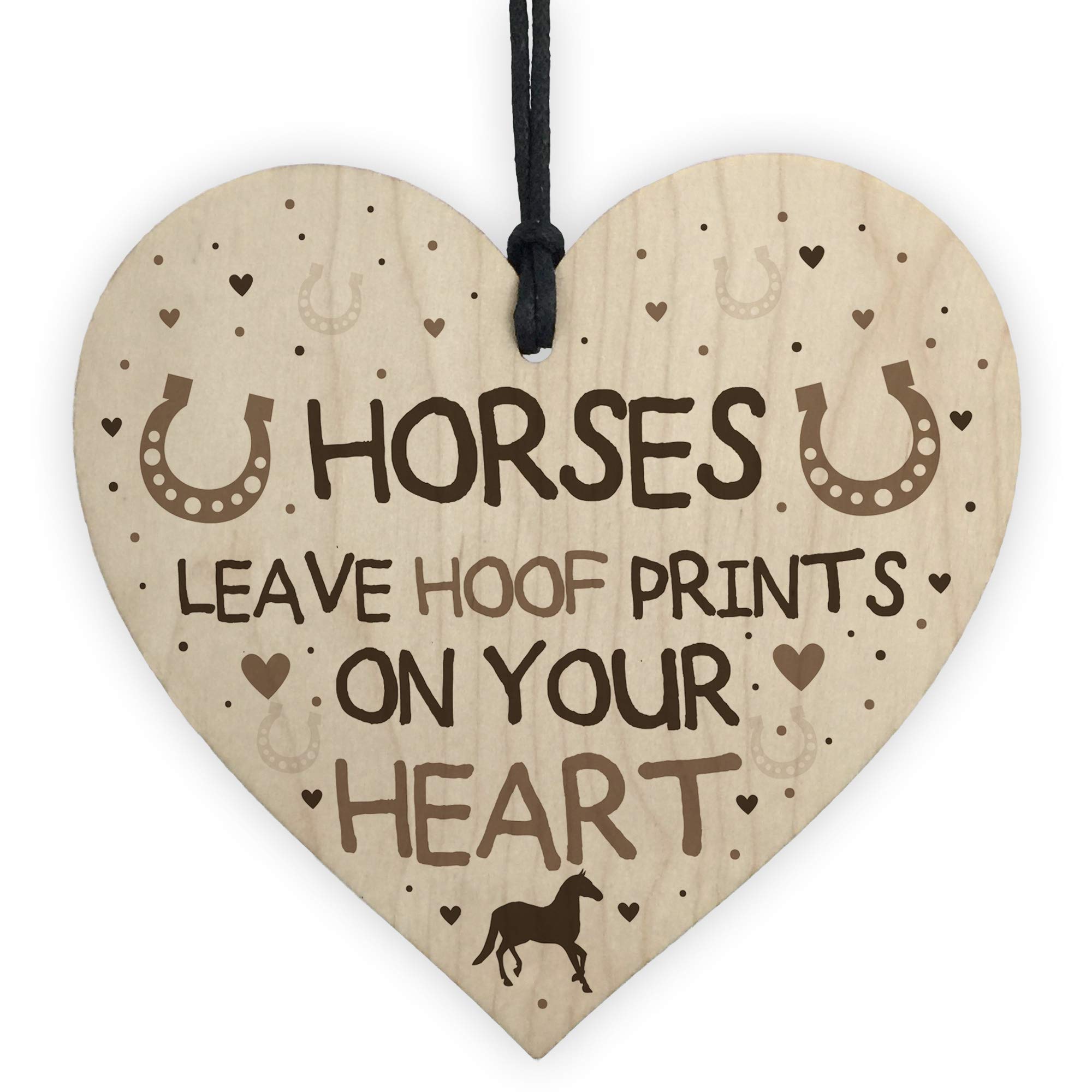 Red Ocean Cute Horse Lover Gift Wooden Heart Horse Signs And Plaques Horse Signs For Bedroom Horse Gift