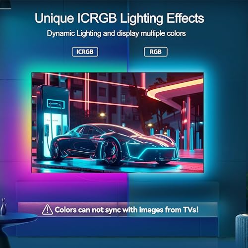 Miniatura 2 de Retroiluminación LED para TV, retroiluminación RGBIC de 16.4 pies para TV de 55 a 70 pulgadas, luz LED inteligente para TV con aplicación Bluetooth