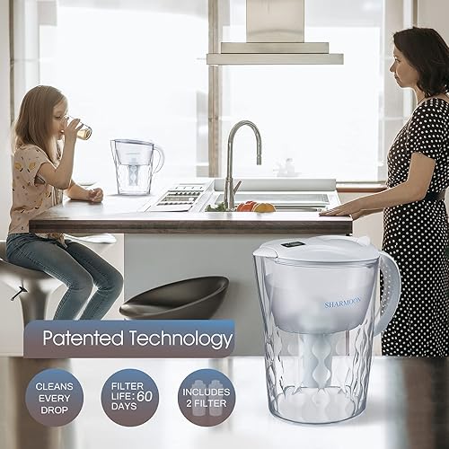Miniatura 7 de Wave - Jarra grande con filtro de agua de 10 tazas jarra con filtro de agua de 10 tazas de larga duración de 200 galones con 1 filtro SHARMOON