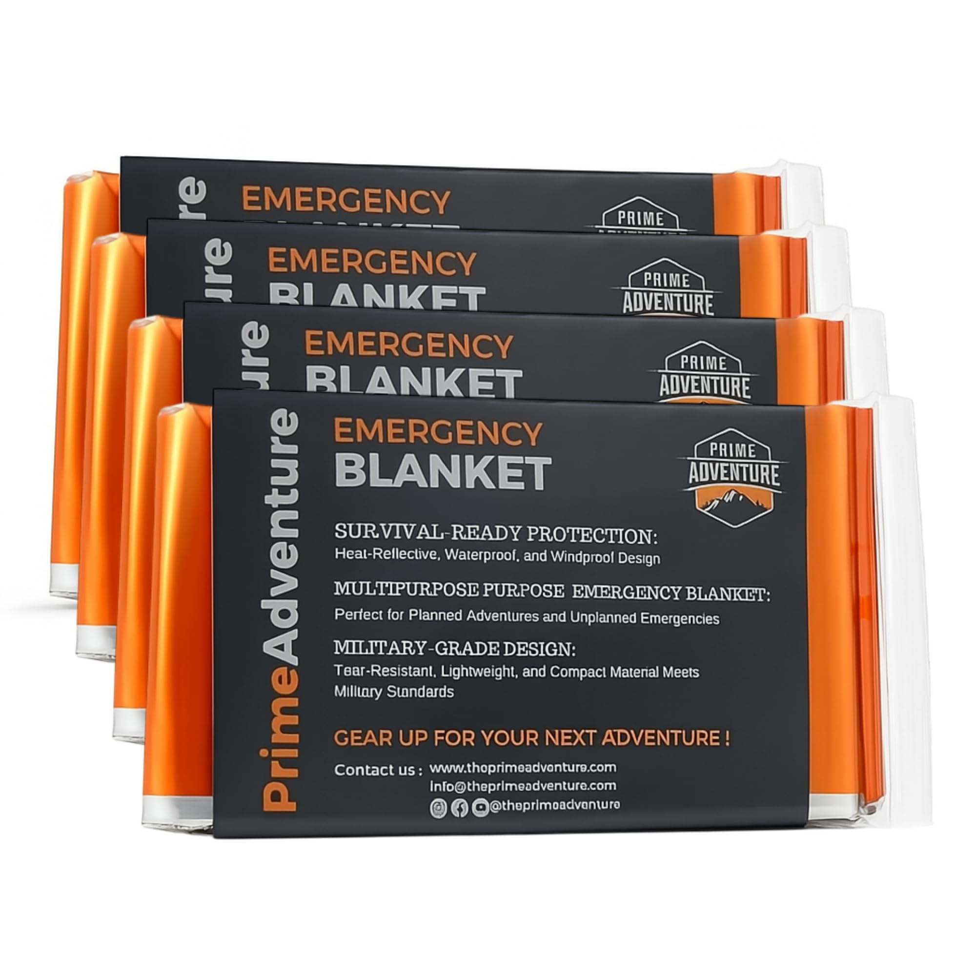 Prime Adventure Emergency Thermal Blanket (Pack of 4)