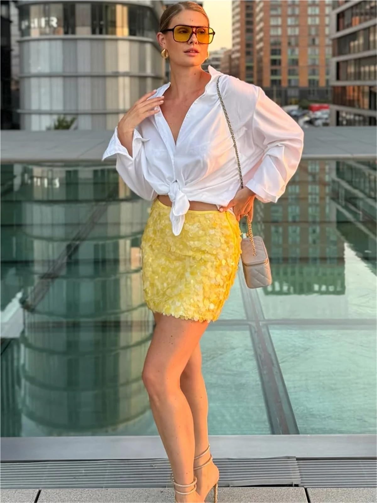 Minifalda Ajustada con Lentejuelas for Primavera y Verano, Falda Femenina con Cremallera Lateral, Cintura Alta, Fiesta Brillante