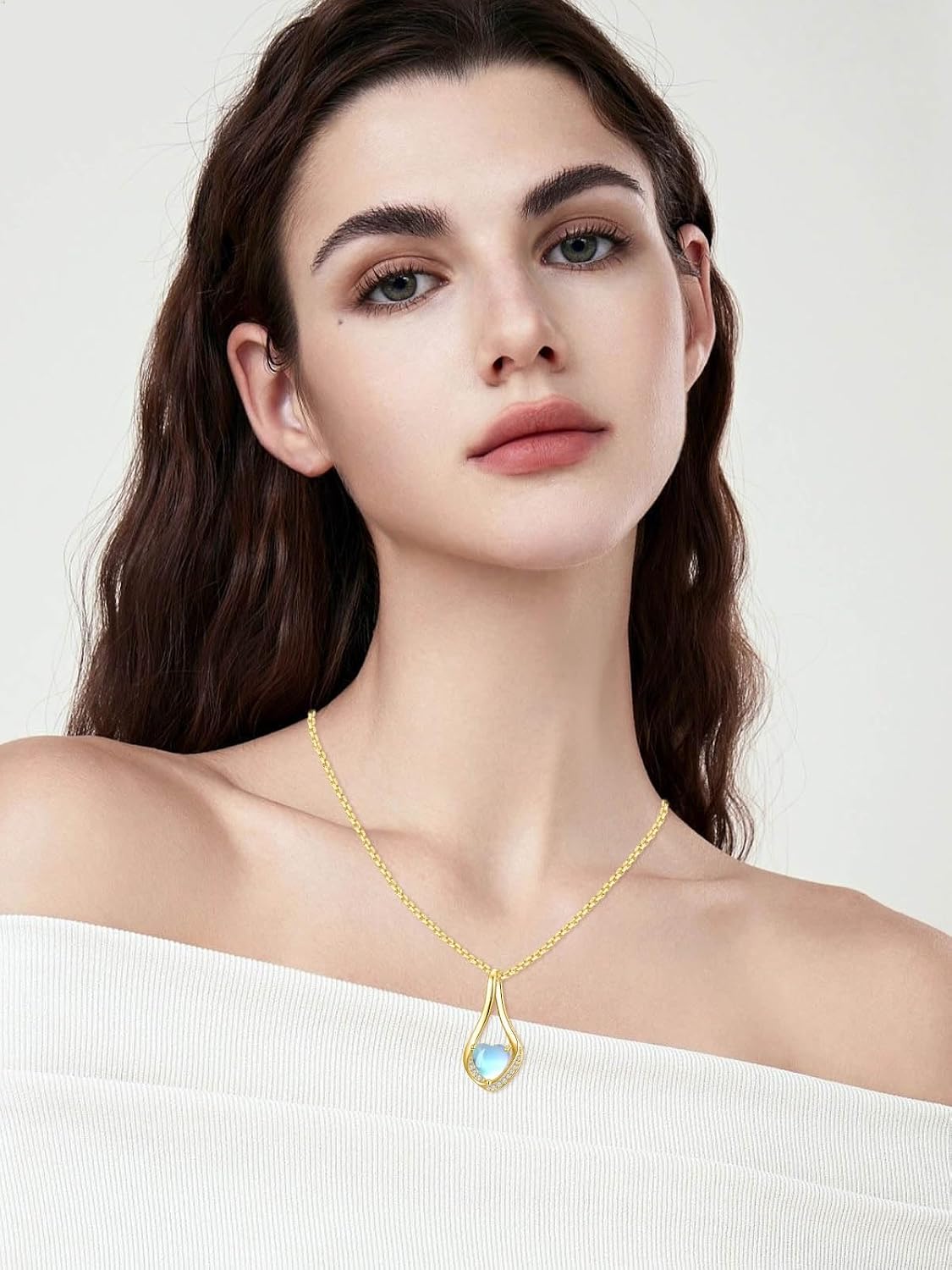 Birthstone Necklaces for Women,18k Yellow/White Gold Plated Forever Love Heart Infinity Pendant Necklace Anniversary Jewelry Christmas Birthday Gifts for Wife Girlfriend Daughter