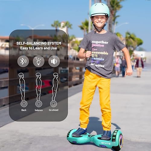 Miniatura 5 de SIMATE Hoverboard - Aeropatineta Bluetooth todo terreno con luces LED y control de aplicación, regalos para niños, adultos, niñas, niños, para todas