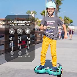 SIMATE Hoverboard, Bluetooth All Terrain Hover Boards with LED Lights and APP Control, Gifts for Kids Adults Girls Boys, for All Ages