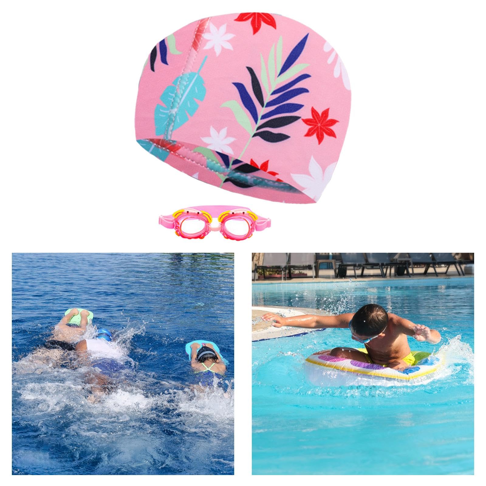 5X Lunettes de Natation Ensemble de Bonnets équipement de Natation pour Enfants Filles Garçons Plongée Natation