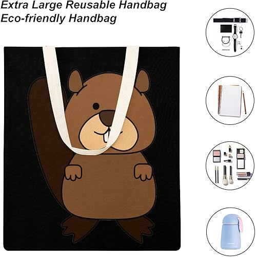 Miniatura 4 de Bolsa de lona de marmota canadiense, bolsa de compras reutilizable, bolsas de playa versátiles