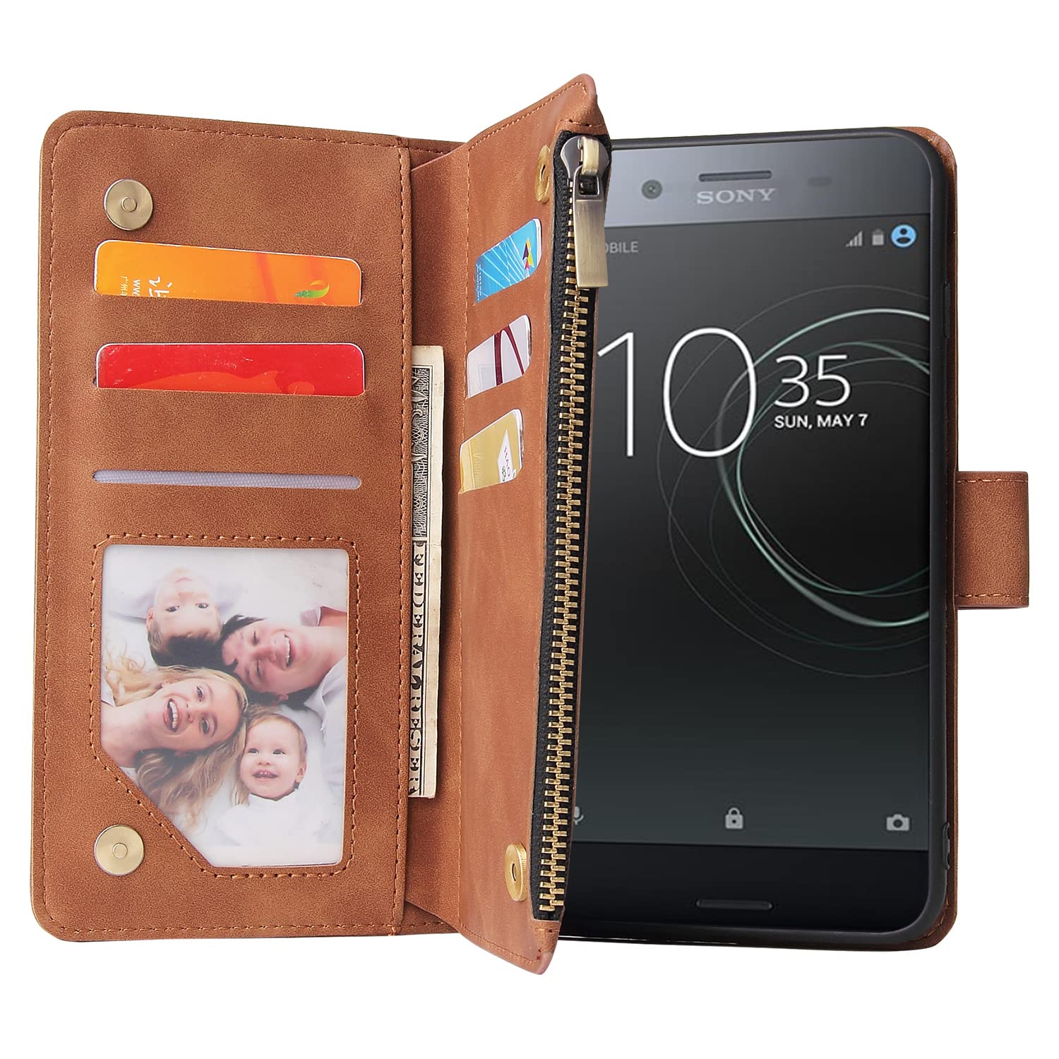 Custodia A Portafoglio In Pelle Per Sony Xperia XZ Premium (G8141) – Con Supporto, Slot Carte E Cerniera, Inclusa Pellicola E Catenella - 4