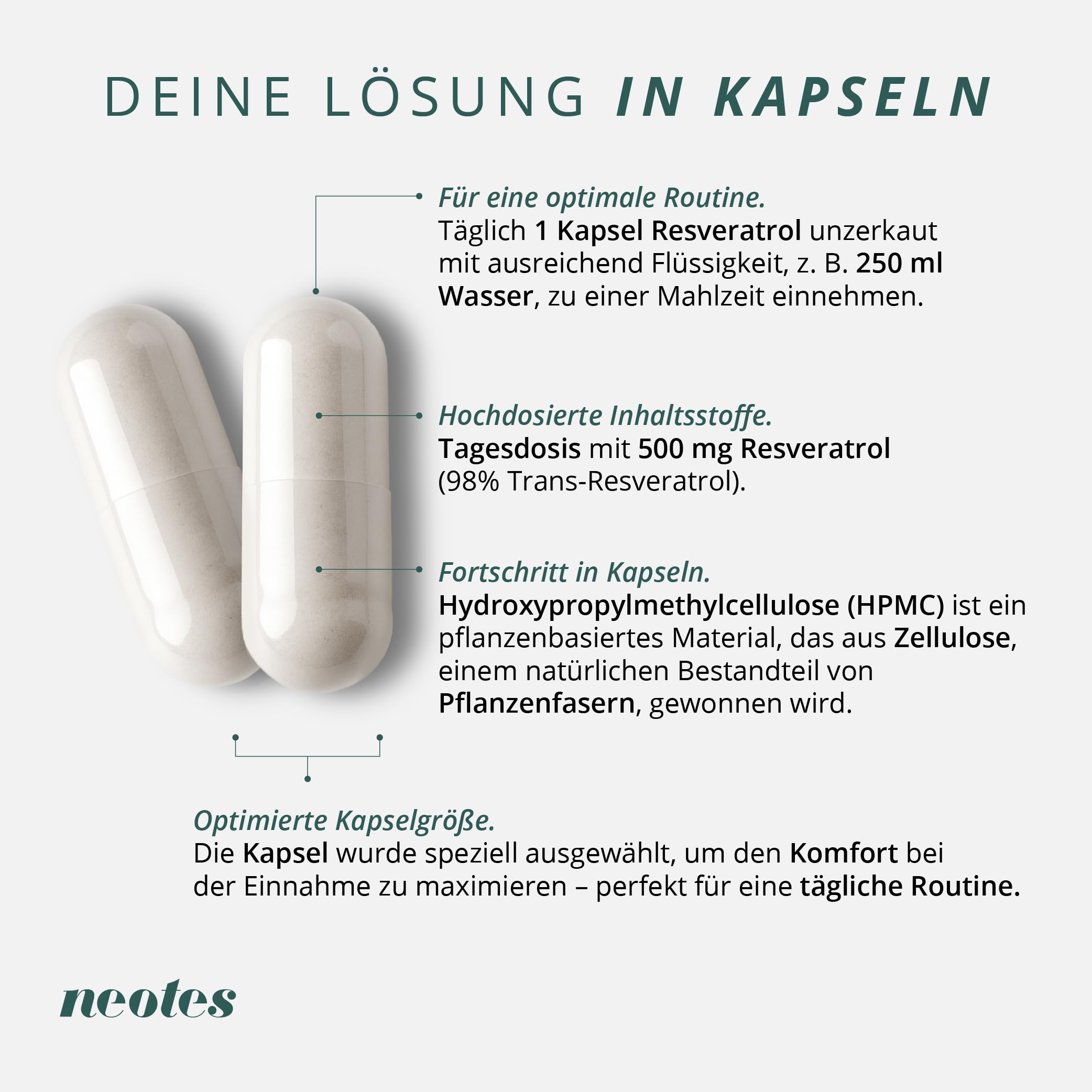 Trans-Resveratrol - 2 x 60 Kapseln | 500mg pro Kapsel 98% Pures Premium Resveratrol | Vegan & Glutenfrei - Ohne Gentechnik & Ohne Zusätze