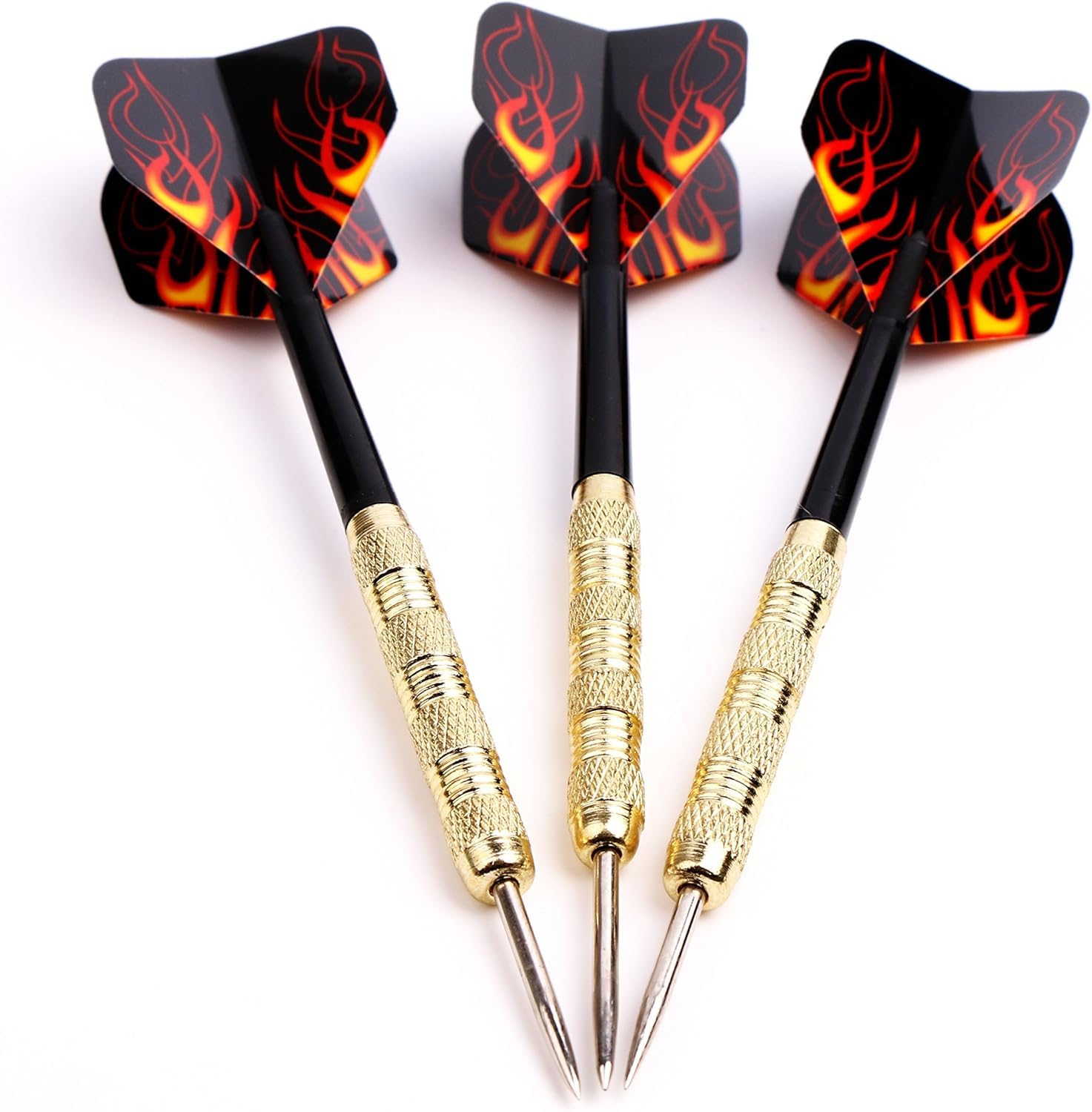 Leosportz Steel Tip Darts for Adult - Professional Darts for Dart Board | Steel Pointed Darts for Professional Play | 15cm Long Air Steel Dart (Pack of 9, Classic Gold)