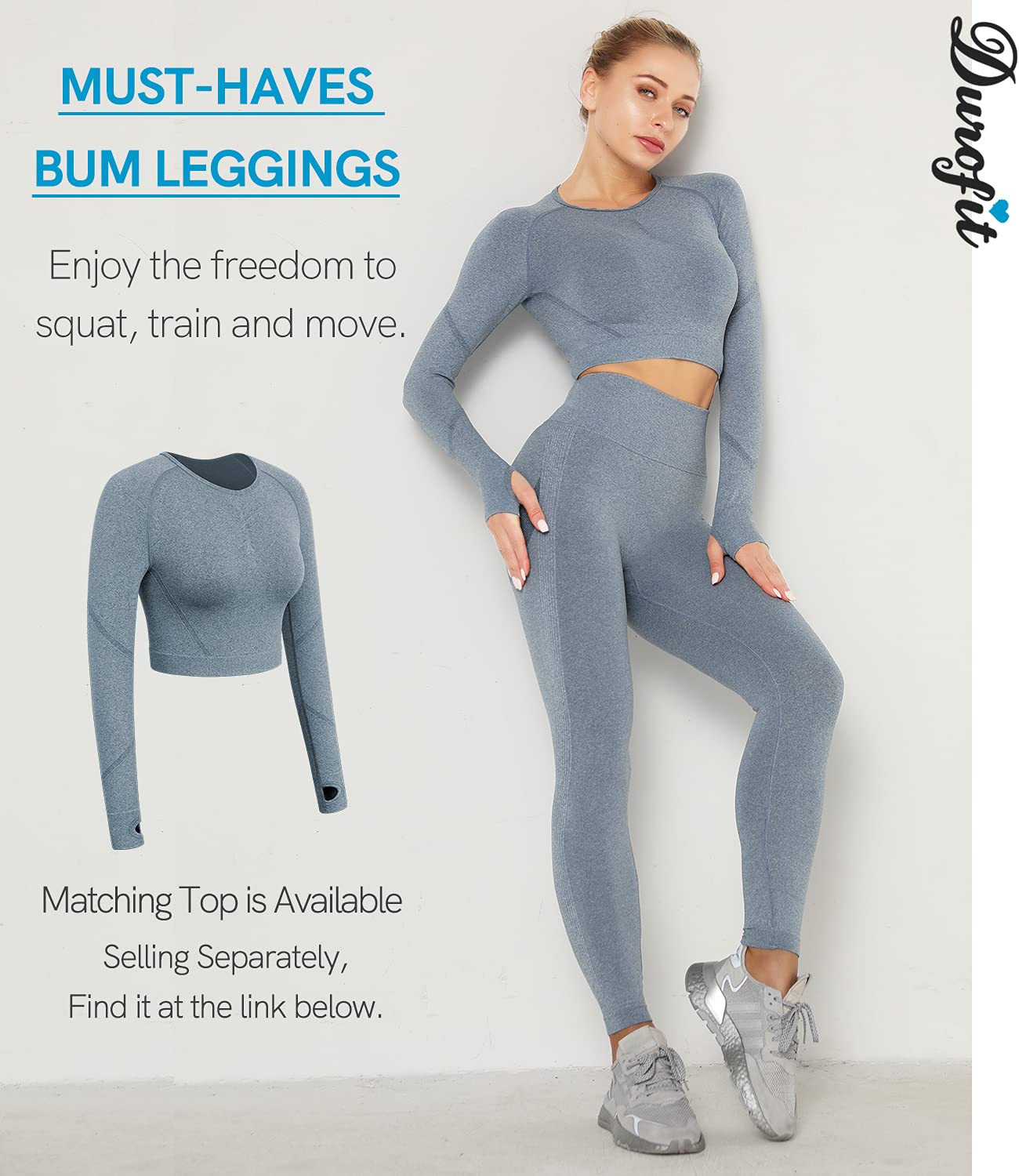 DUROFIT Leggins Donna Push up Leggings Sportivi Vita Alta Anticellulite Pantaloni Palestra per Fitness Yoga Pant