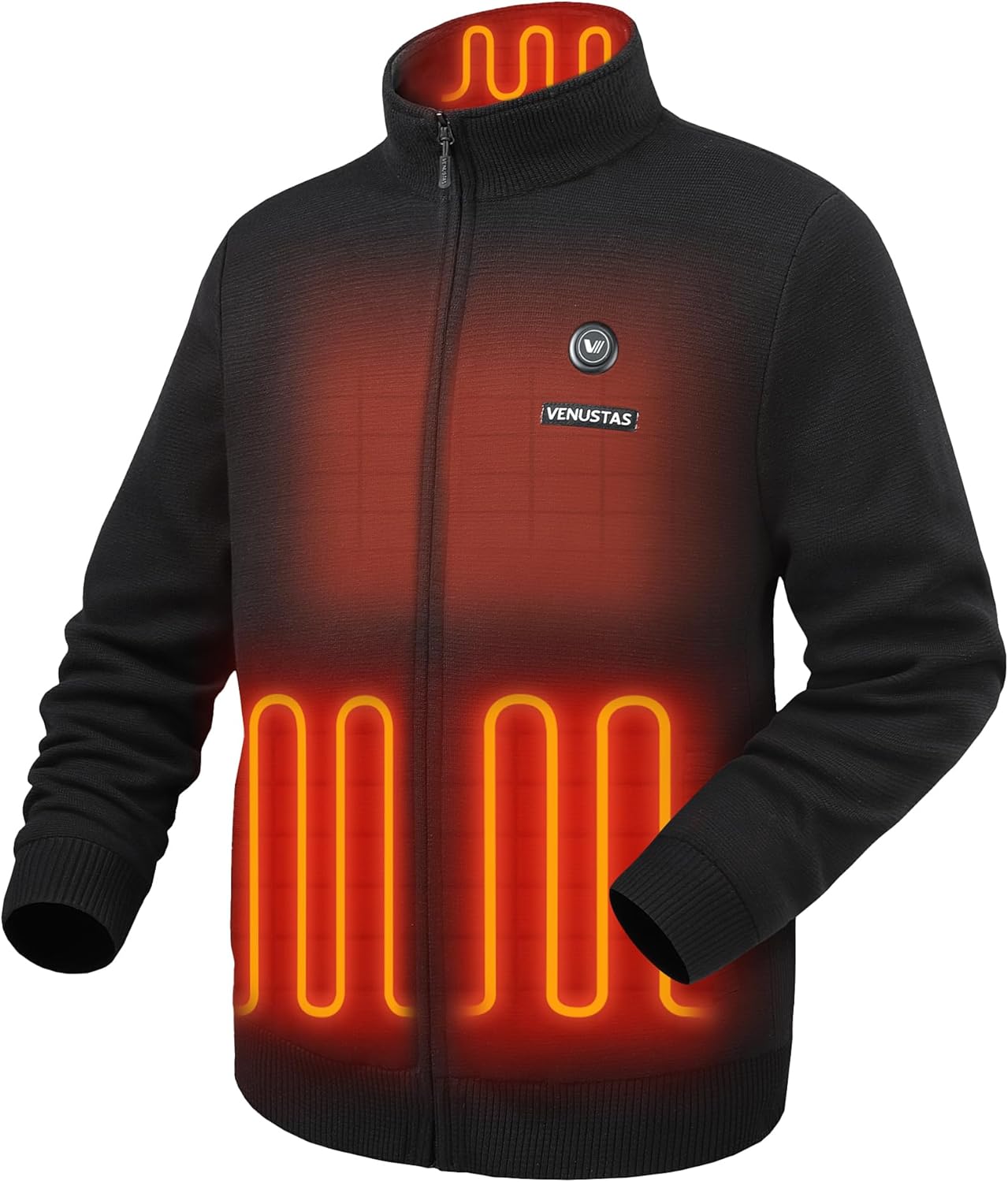 Venustas Men’s Heated Sweater Jacket with Battery, Soft Electric Knit Jacket for Warm Layer for Outdoor & Everyday Use