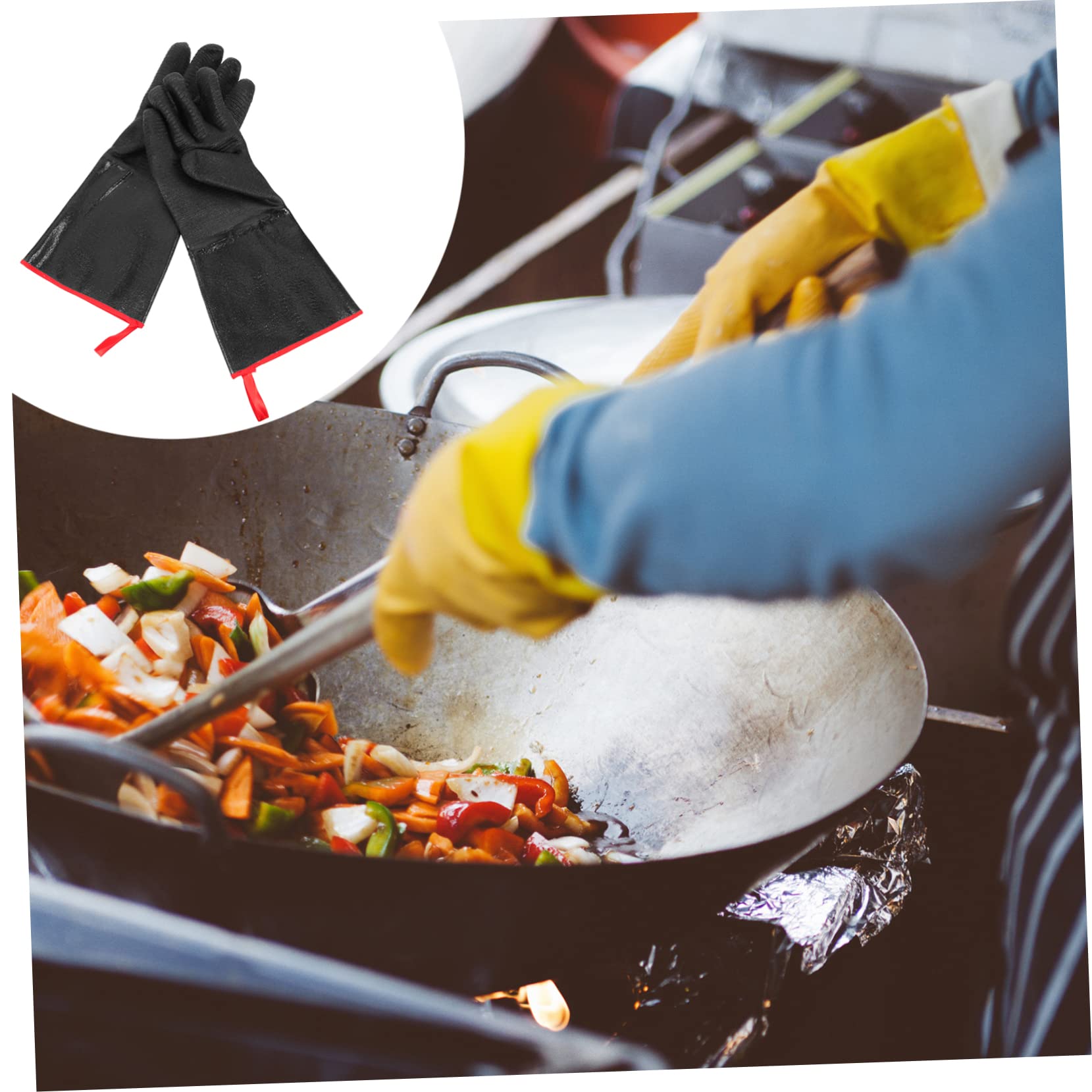 Guanti Protettivi in Neoprene Neri, 1 Paio, Resistenti al Calore | Outdoor Bbq e Stufa, Isolamento Termico Riutilizzabile, Misura Standard per Uso Pratico